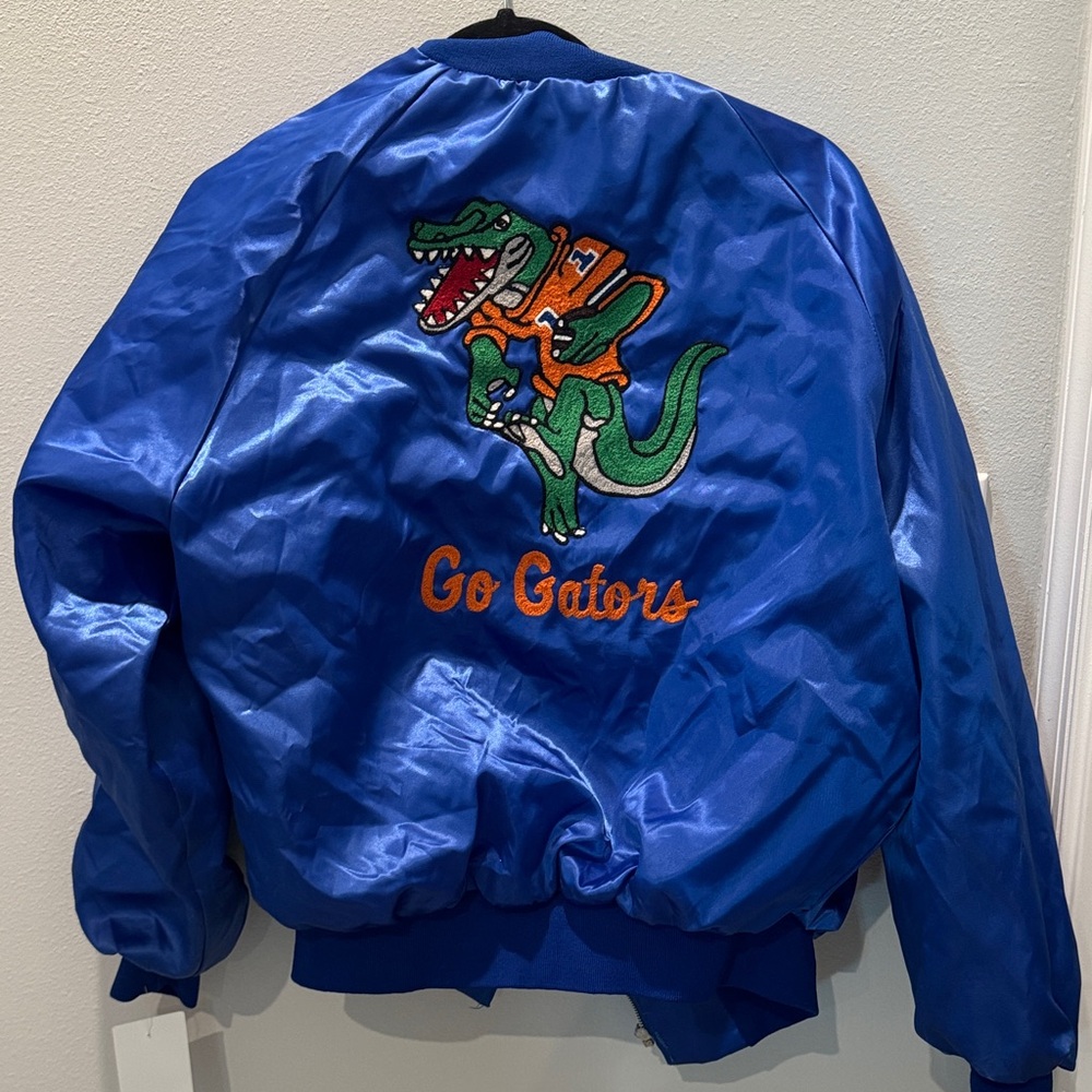 Blue Satin gators custome Bomber Jacket